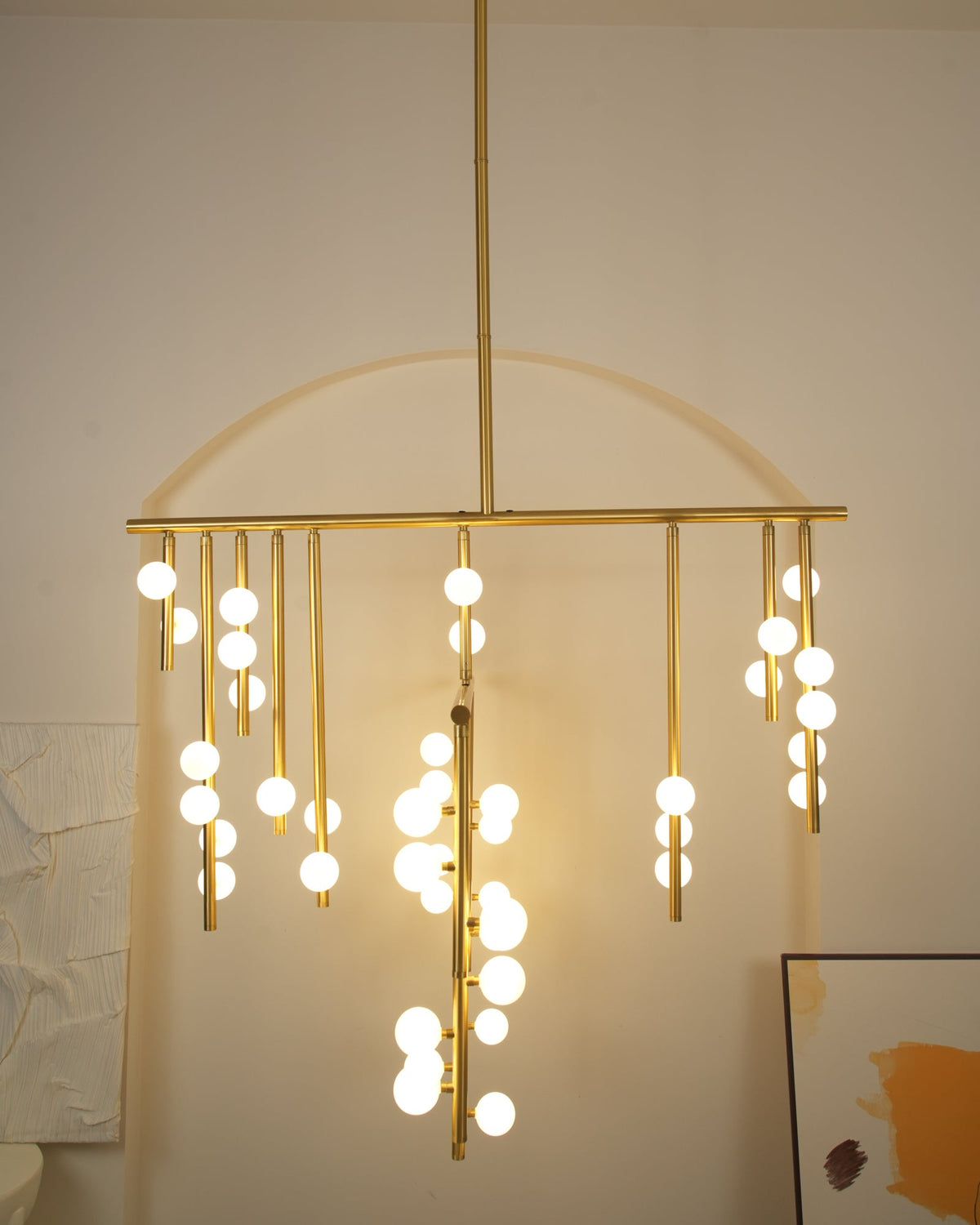 Brass Glass Drop Candelabrum Chandelier