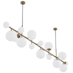 Brass and Glass Globe Chandelier – Modern Linear Pendant Light for Dining Room and Living Room