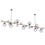 Brass and Glass Globe Chandelier – Modern Linear Pendant Light for Dining Room and Living Room