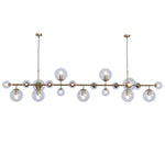 Brass and Glass Globe Chandelier – Modern Linear Pendant Light for Dining Room and Living Room