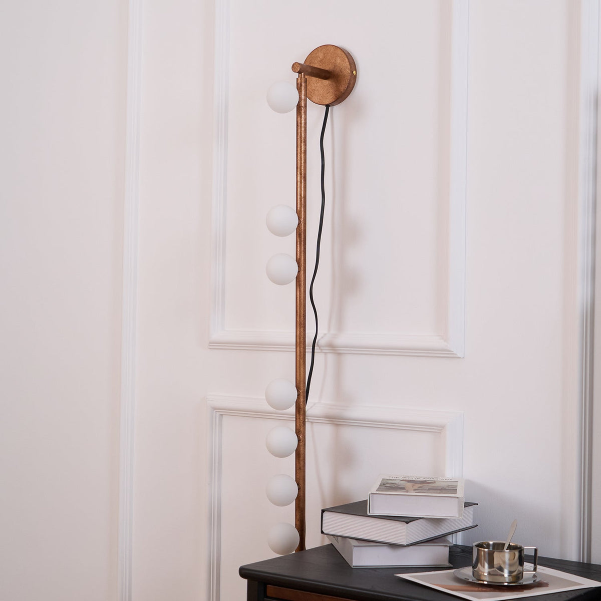 Brass Glass Tube Plug In Wall Lamp