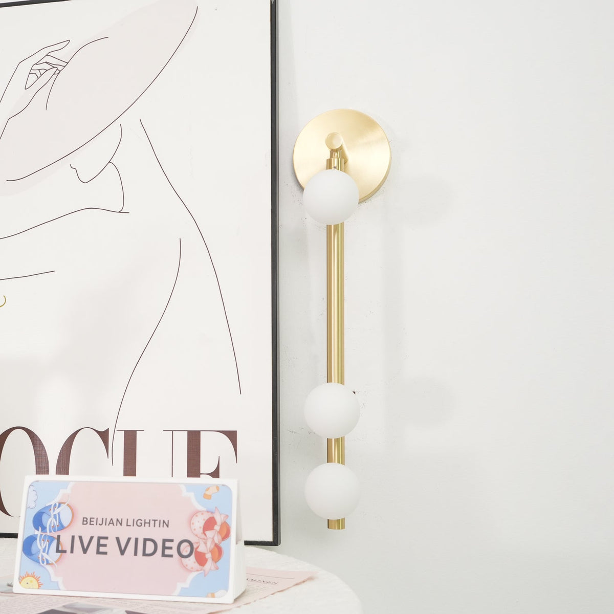 Brass Glass Tube Plug In Wall Lamp