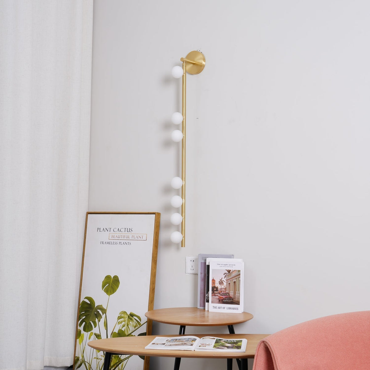 Brass Glass Tube Plug In Wall Lamp