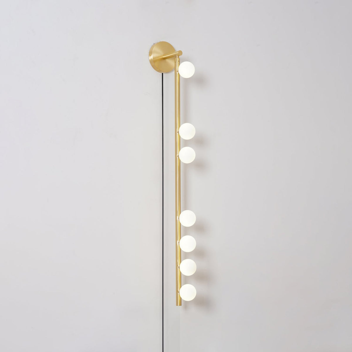 Brass Glass Tube Plug In Wall Lamp