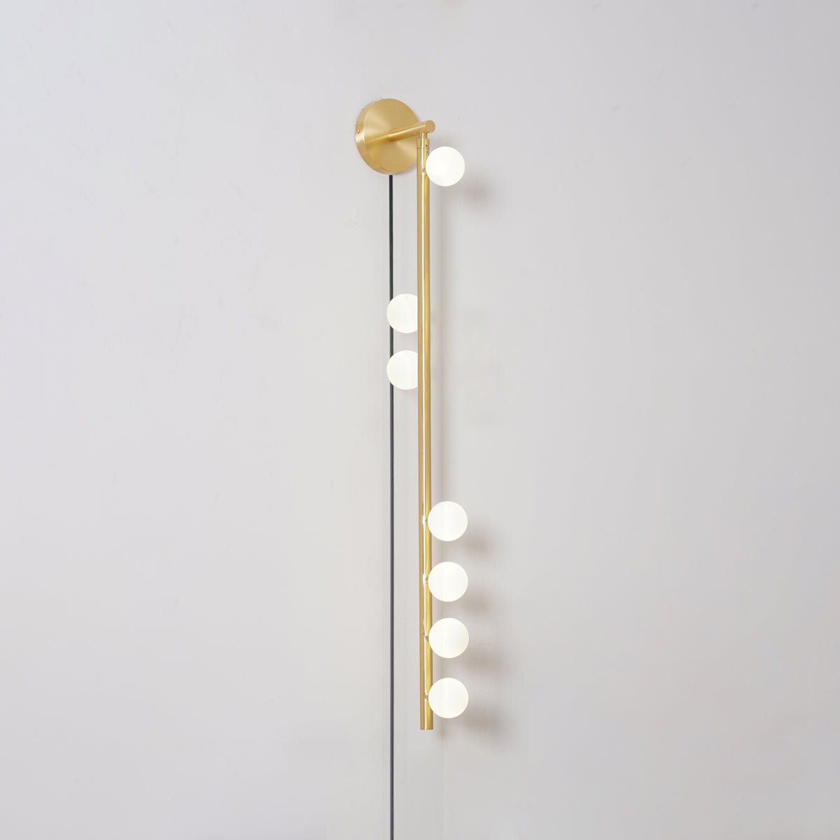 Brass Glass Tube Plug In Wall Lamp