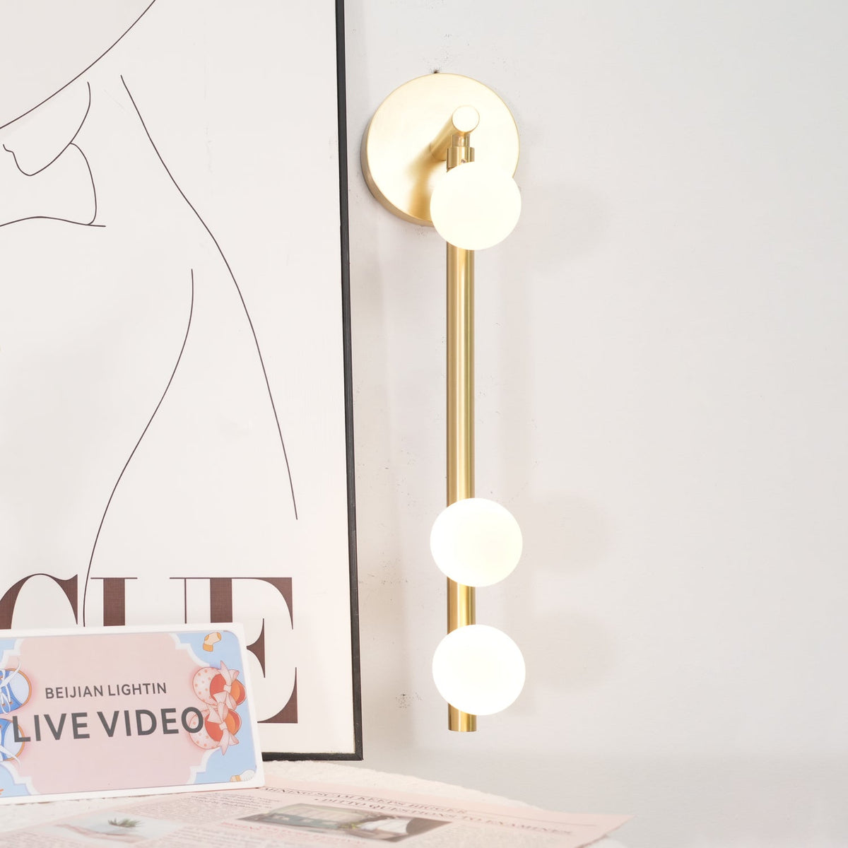 Brass Glass Tube Plug In Wall Lamp