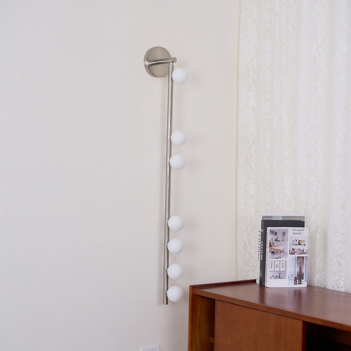 Brass Glass Tube Plug In Wall Lamp