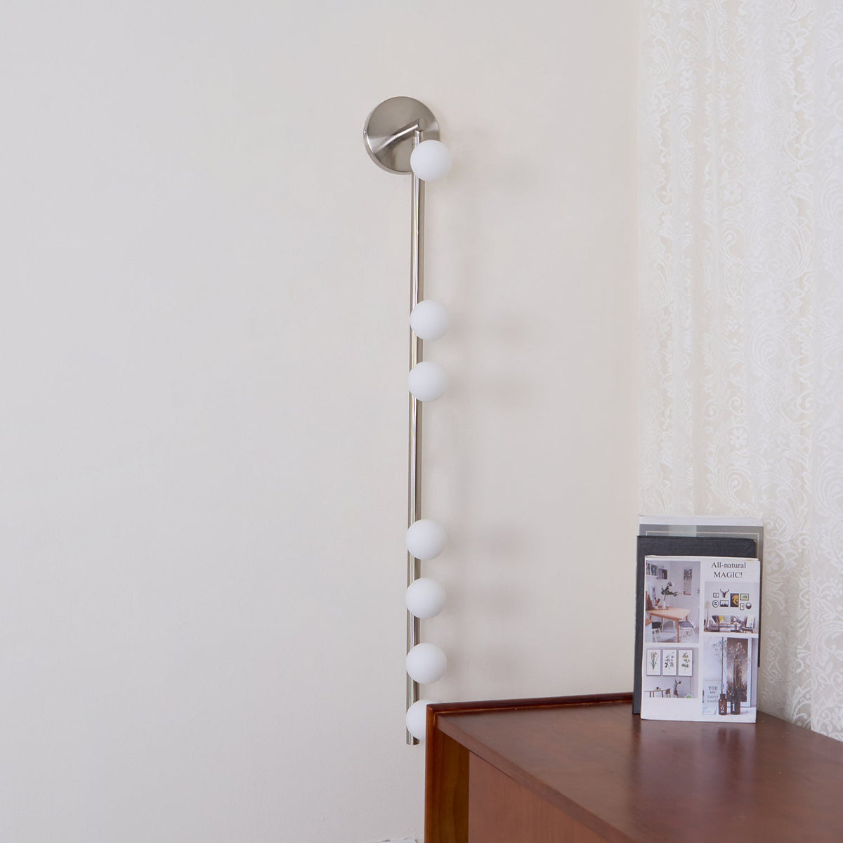 Brass Glass Tube Plug In Wall Lamp
