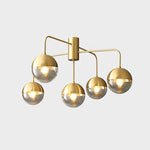 Globular Brass and Glass Semi-Flush Ceiling Light