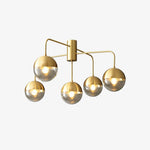 Globular Brass and Glass Semi-Flush Ceiling Light