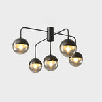 Globular Brass and Glass Semi-Flush Ceiling Light