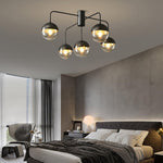 Globular Brass and Glass Semi-Flush Ceiling Light