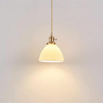 Brass Pleated Ceramic Pendant Lamp