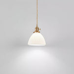Brass Pleated Ceramic Pendant Lamp