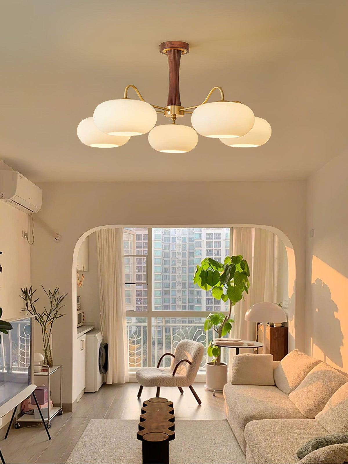 Brass Wooden Persimmon Ceiling Lamp