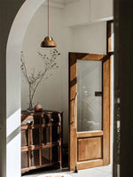 Bravon Wood Dome Pendant Light with Brass Accent