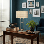 Bravon Linear Cage Table Lamp – Modern Brass Accent Lighting for Living Room & Bedroom