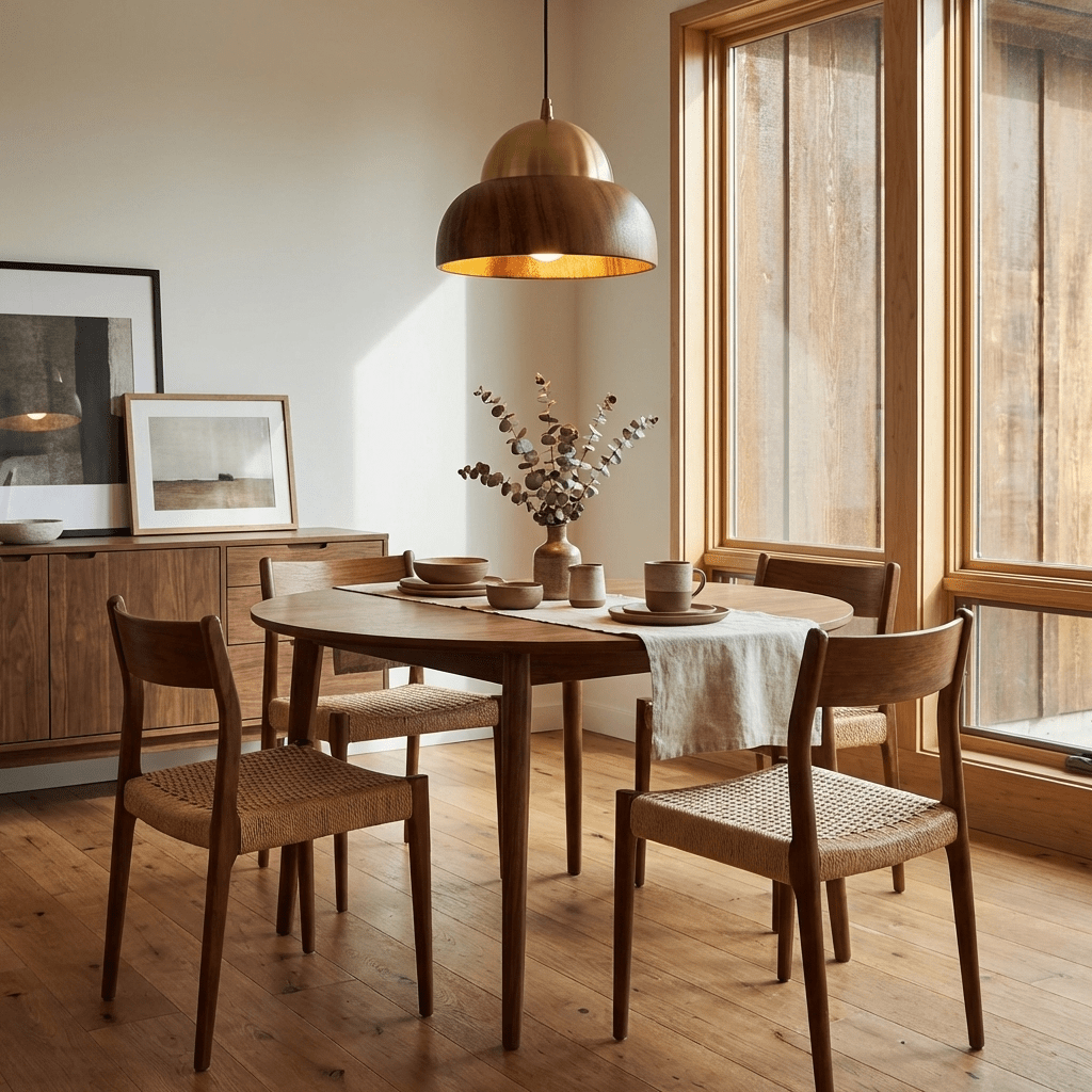 Bravon Wood Dome Pendant Light with Brass Accent