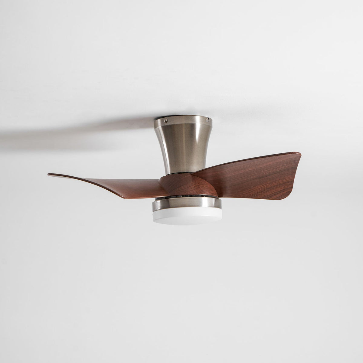 Breeze Lux Ceiling Fan Light with LED – Modern Brushed Gold & Walnut Finish