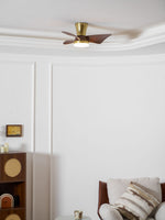 Breeze Lux Ceiling Fan Light with LED – Modern Brushed Gold & Walnut Finish