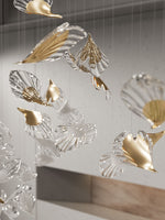 Breezeleaf Crystal Chandelier – Modern Handblown Glass Pendant Light for Dining Room and Living Room
