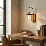 Brenton Arch Wall Sconce in Brass and Wood for Bedroom and Hallway