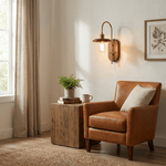 Brenton Arch Wall Sconce in Brass and Wood for Bedroom and Hallway