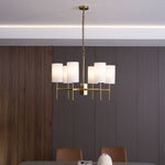 Brass Chandelier with Fabric Shades – Modern Luxury Lighting for Dining and Living Rooms