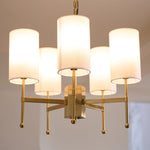 Brass Chandelier with Fabric Shades – Modern Luxury Lighting for Dining and Living Rooms