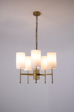 Brass Chandelier with Fabric Shades – Modern Luxury Lighting for Dining and Living Rooms
