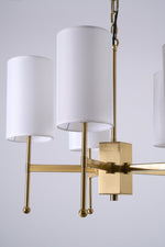 Brass Chandelier with Fabric Shades – Modern Luxury Lighting for Dining and Living Rooms