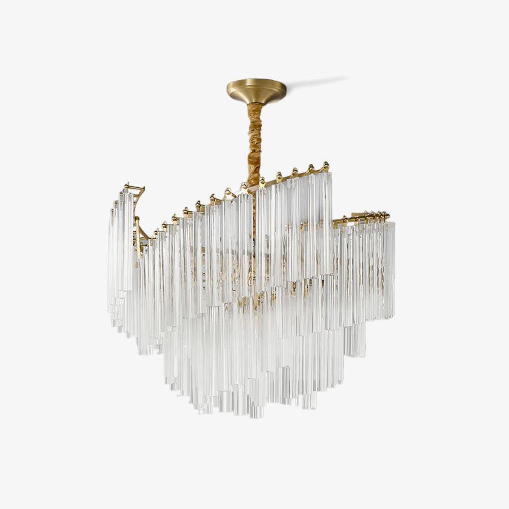 Brinicle Crystal Chandelier in Brass Finish, Modern Tiered Spiral Pendant Light