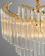 Brinicle Crystal Chandelier in Brass Finish, Modern Tiered Spiral Pendant Light