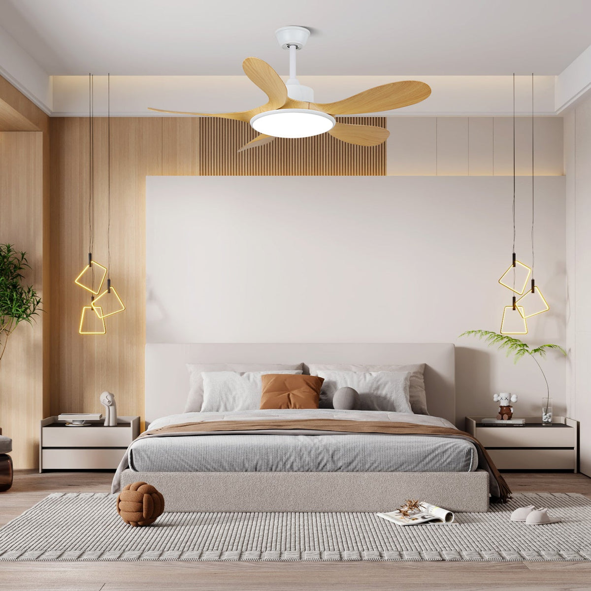 Brinley Ceiling Fan Light with LED, 42" & 52" Options, Modern Design