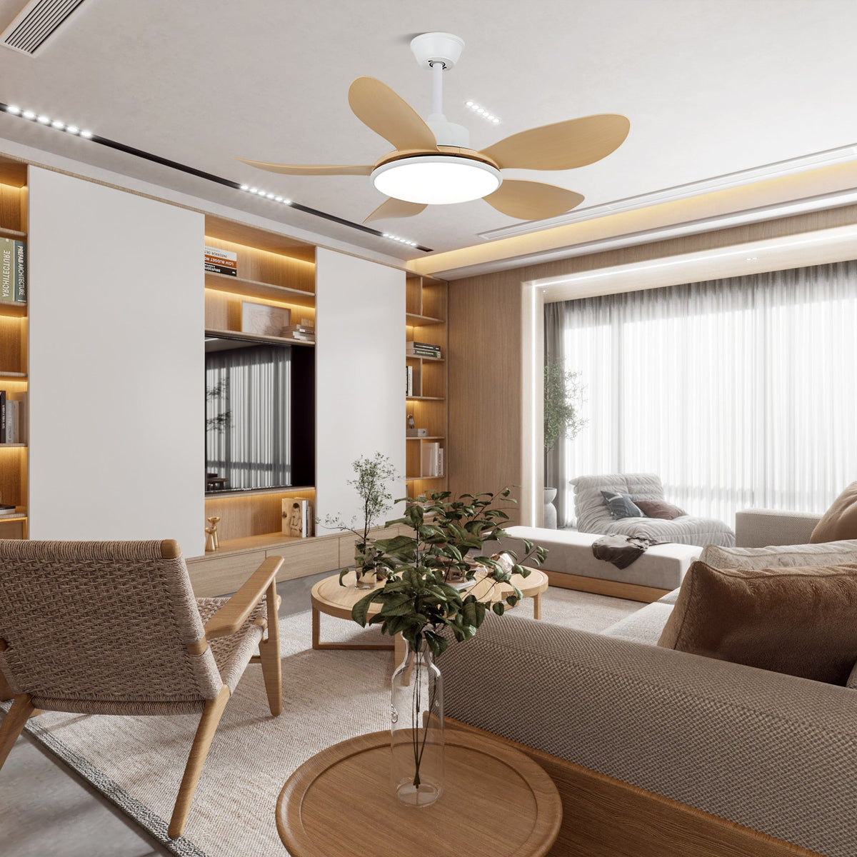 Brinley Ceiling Fan Light with LED, 42" & 52" Options, Modern Design