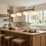 Brixton Oar Linear Pendant Light – Modern Wood & Brass Kitchen Island Lamp