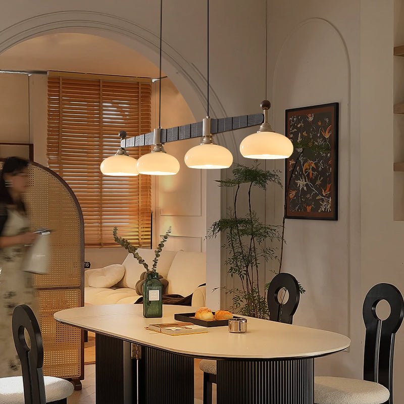 Brixton Oar Linear Pendant Light – Modern Wood & Brass Kitchen Island Lamp