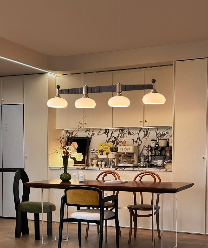 Brixton Oar Linear Pendant Light – Modern Wood & Brass Kitchen Island Lamp