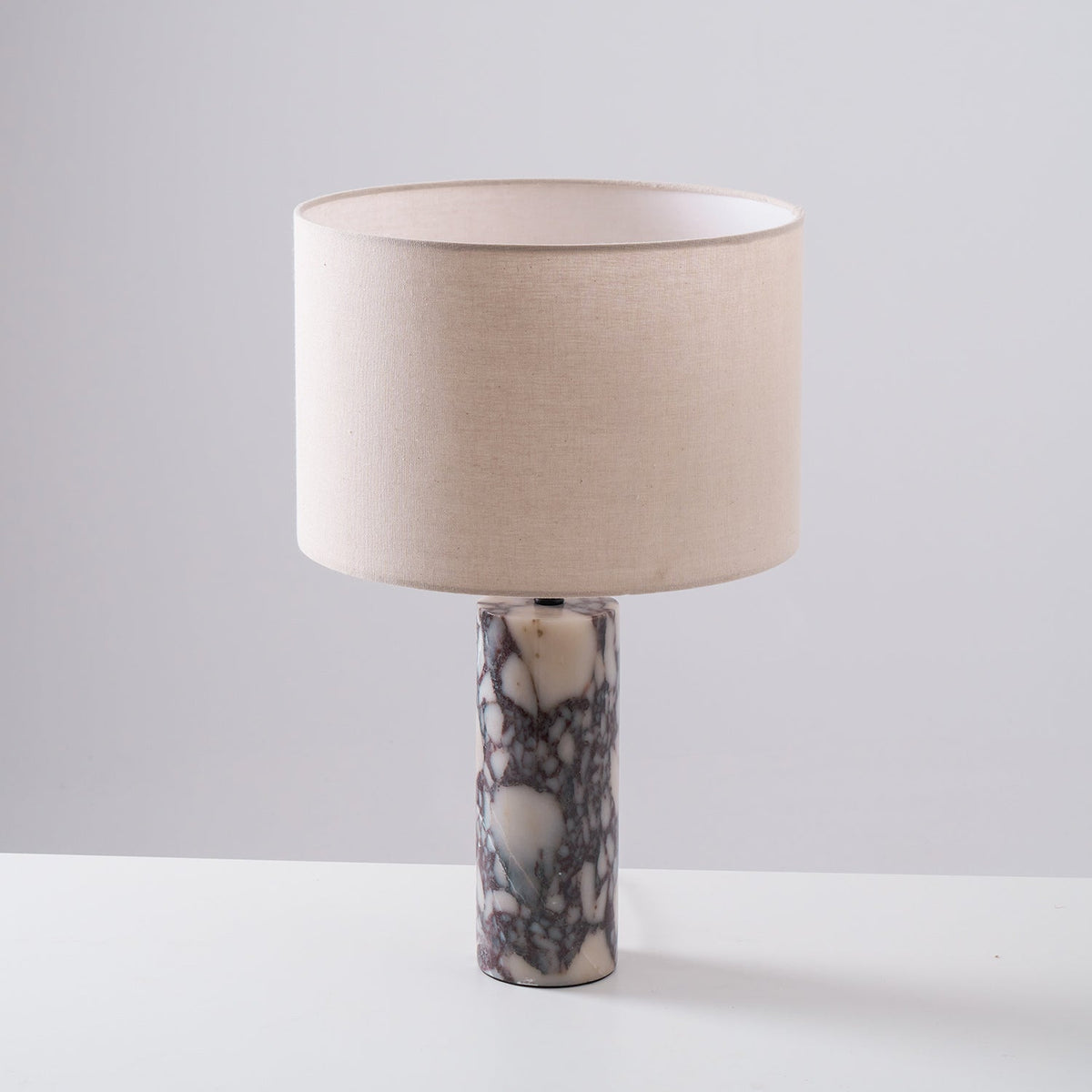 Ardena Marble Table Lamp with Linen Shade for Bedroom and Living Room
