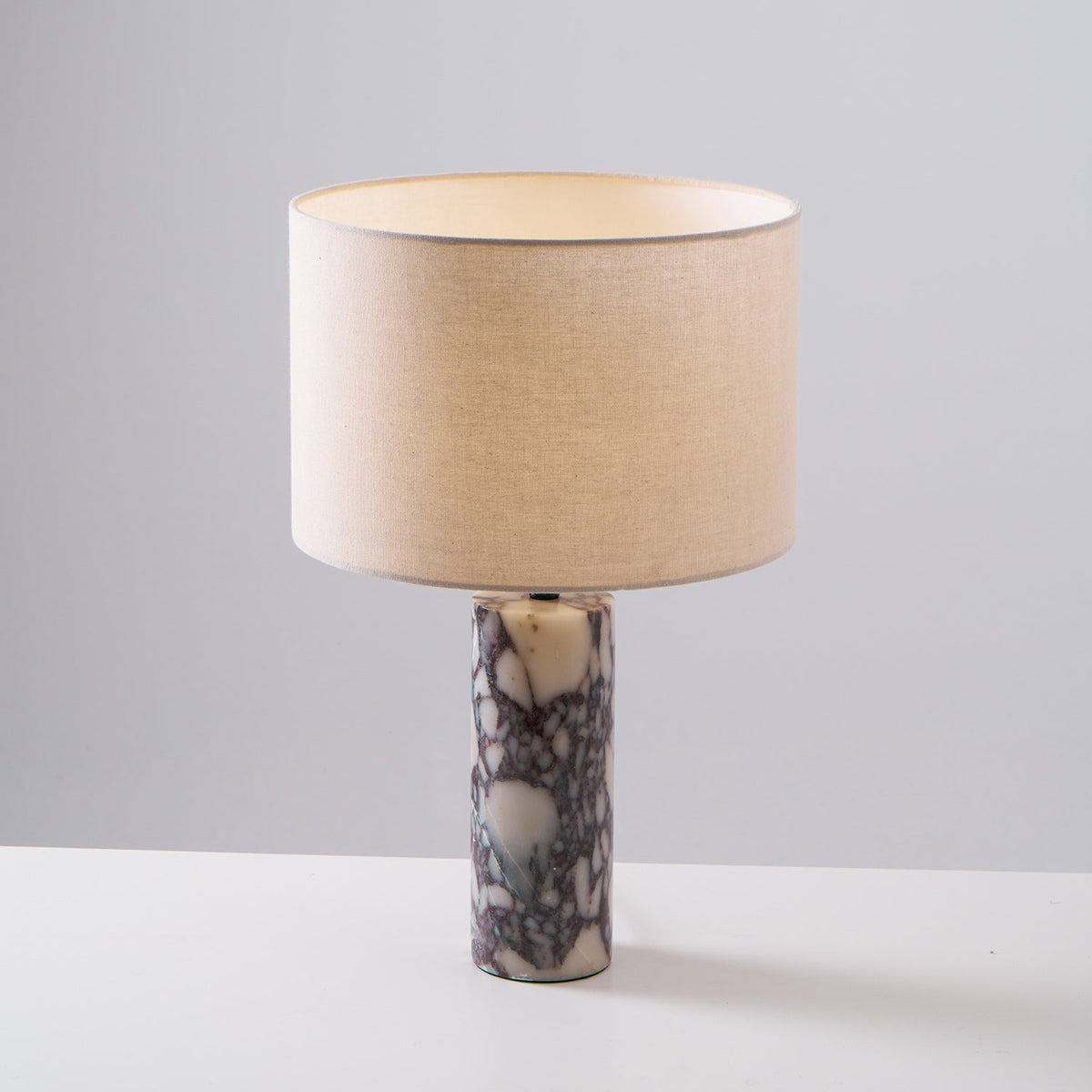 Ardena Marble Table Lamp with Linen Shade for Bedroom and Living Room