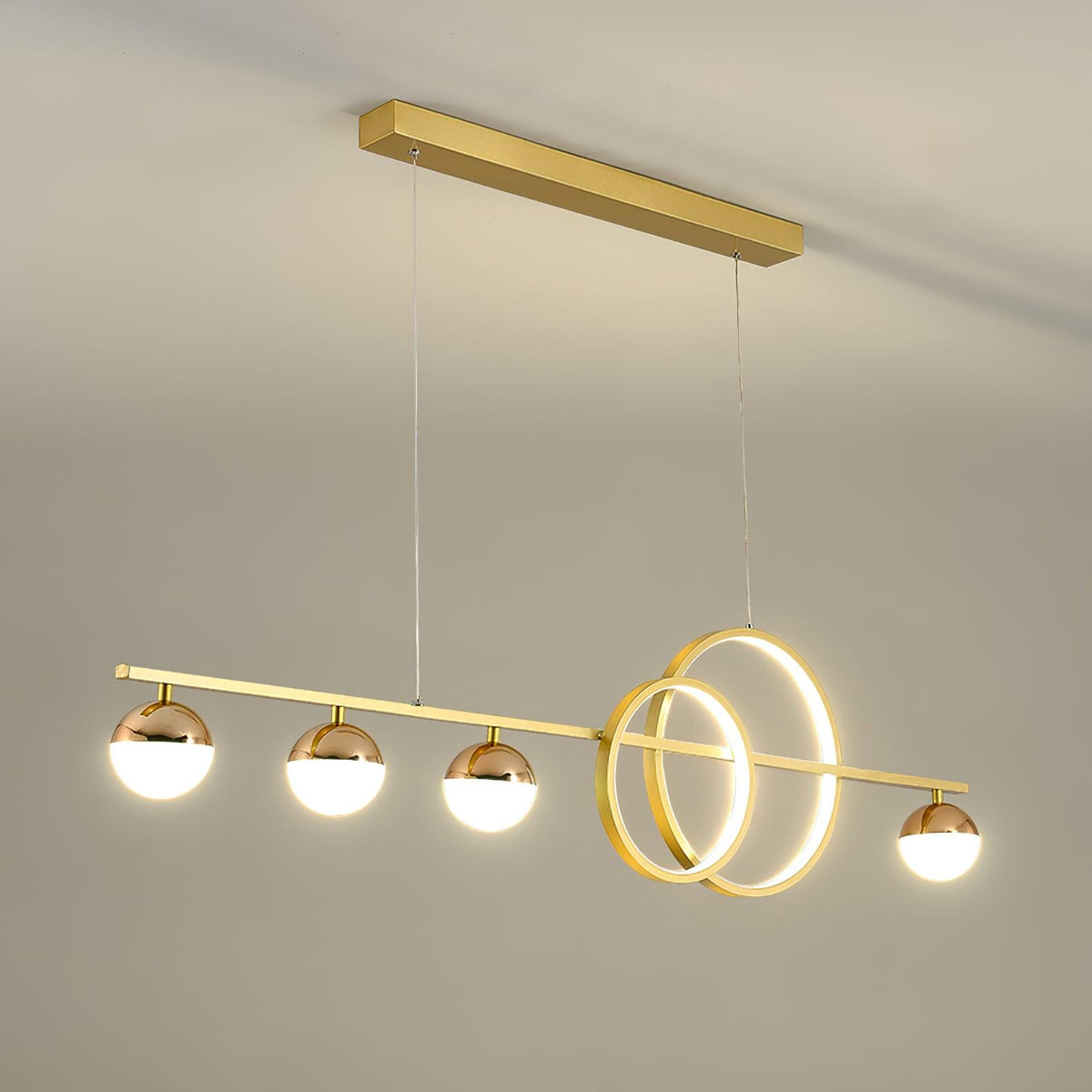 Brooklyn Double Circle LED Chandelier in Gold for Dining Room and Living Space