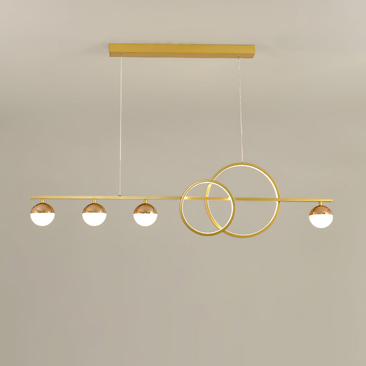 Brooklyn Double Circle LED Chandelier in Gold for Dining Room and Living Space
