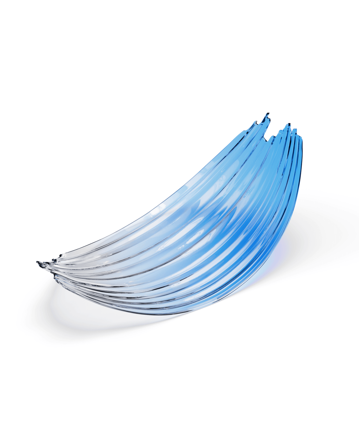 Brush Art Glass Chandelier — Sculptural Blue & Clear Glass Pendant Light