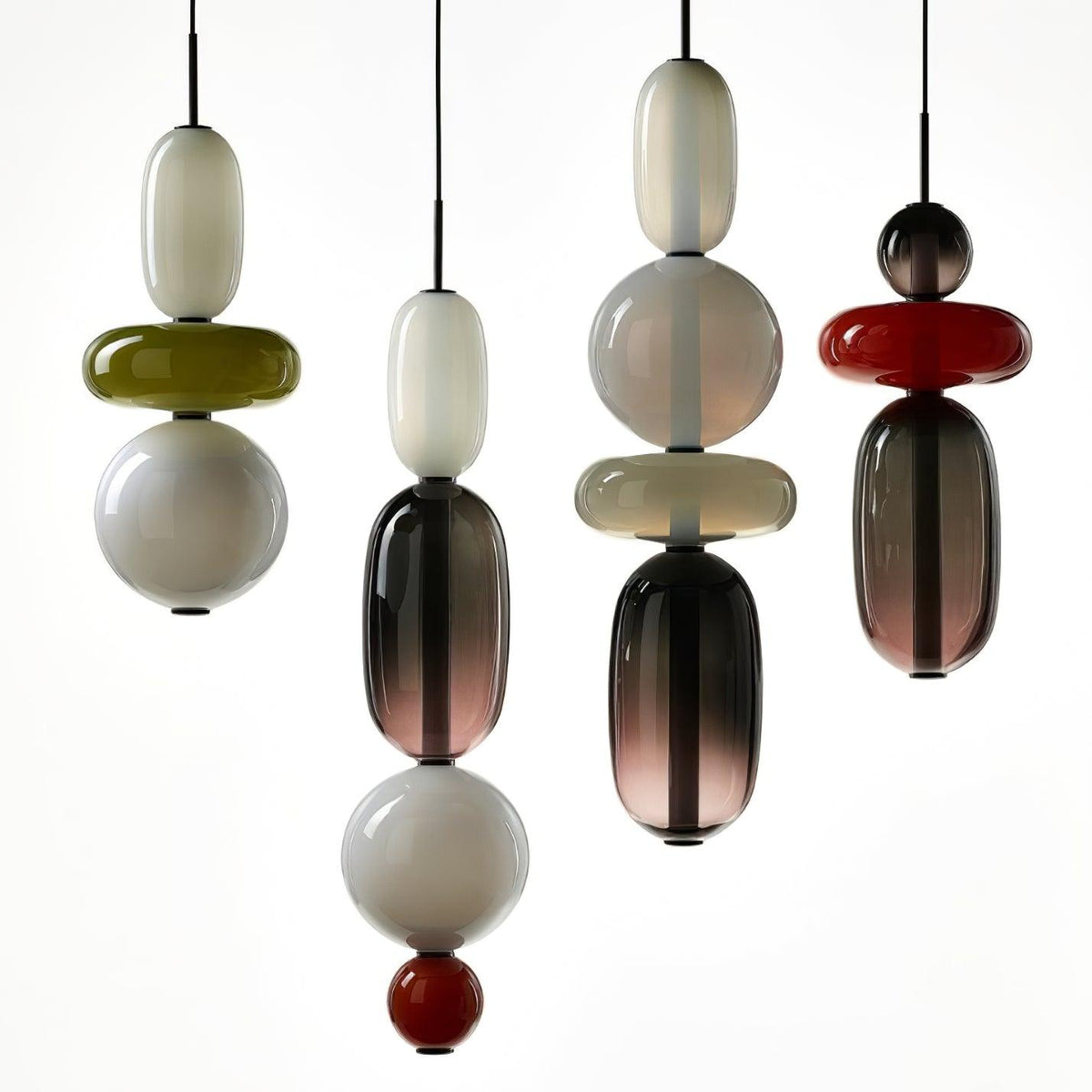 Candied Glass Combo Pendant Light – Artisan LED Multi-Shade Chandelier