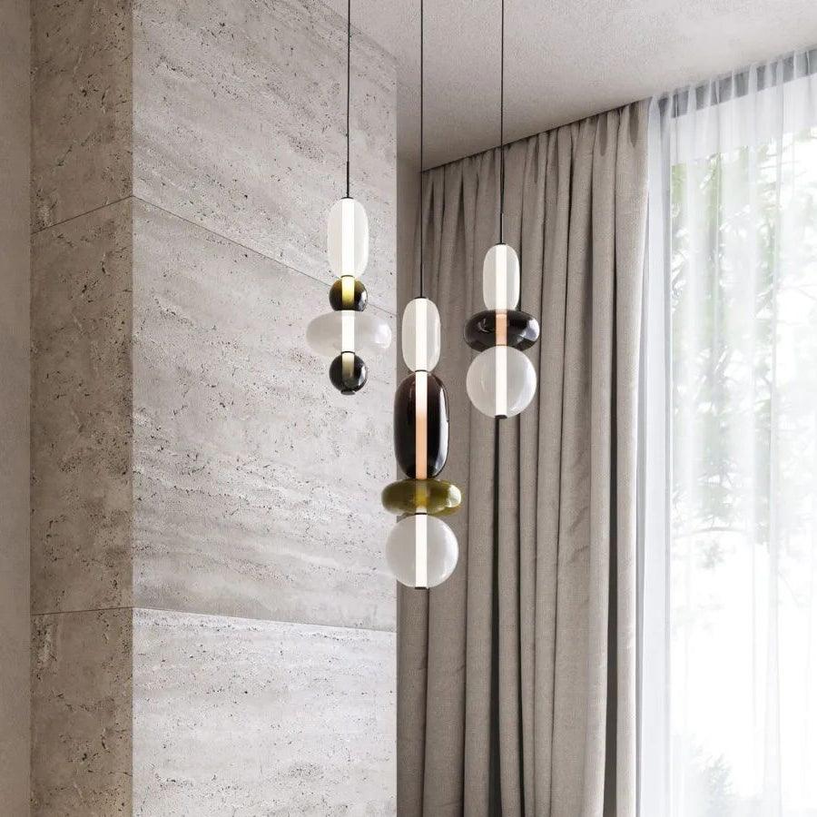 Candied Glass Combo Pendant Light – Artisan LED Multi-Shade Chandelier