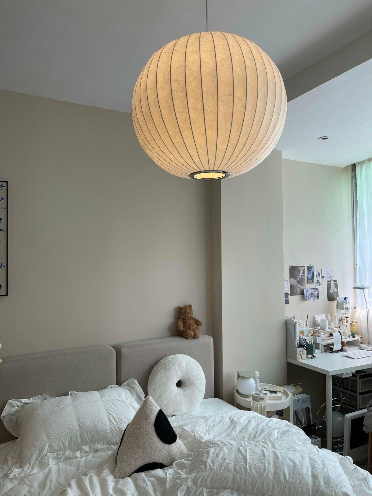 Bubble Silk Swing Arm Pendant Light – Adjustable Designer Ceiling Lamp
