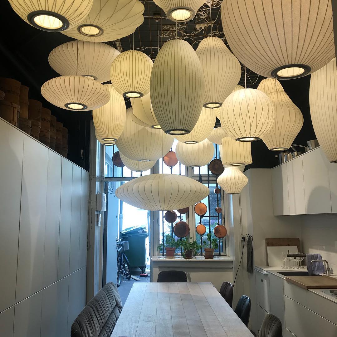 Bubble Silk Swing Arm Pendant Light – Adjustable Designer Ceiling Lamp