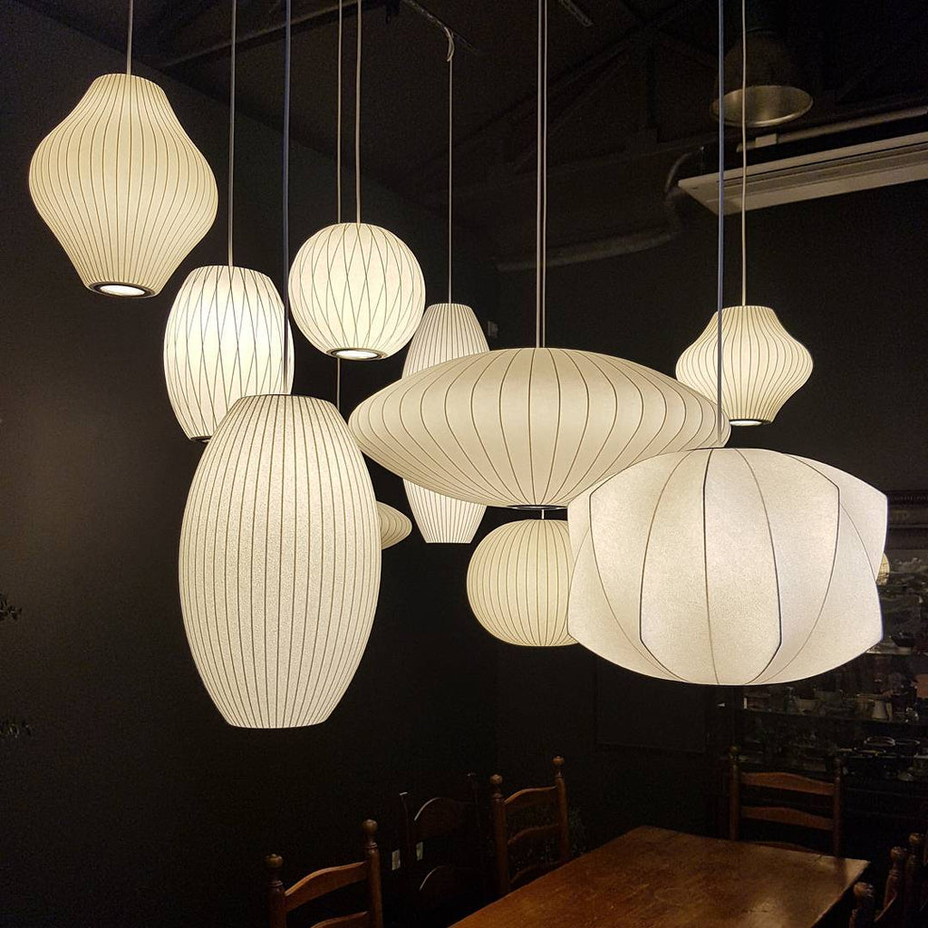Bubble Silk Swing Arm Pendant Light – Adjustable Designer Ceiling Lamp