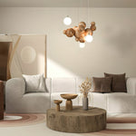 Bubble Wood Balls Chandelier – Modern Wooden LED Pendant Light