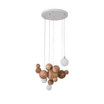 Bubble Wood Balls Chandelier – Modern Wooden LED Pendant Light